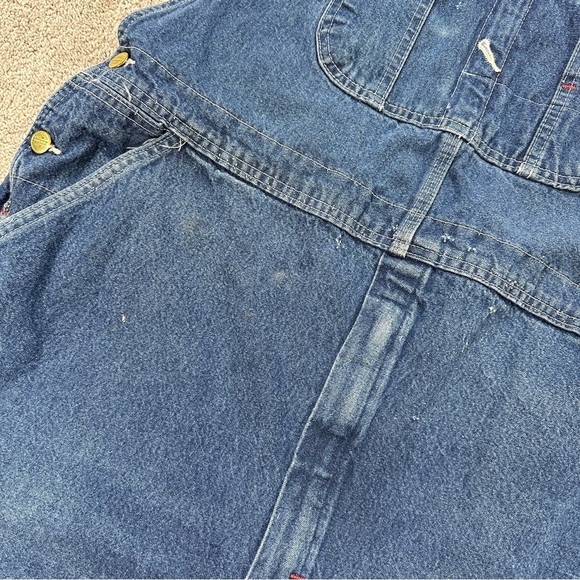 Dickies Women’s Carpenter Denim Relaxed Fit Overall Shorts Bib in Blue 40X30 - Picture 13 of 14